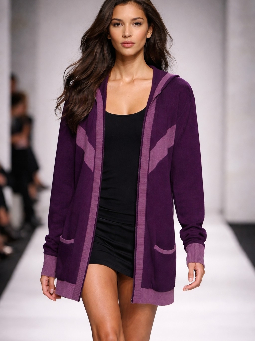 Elhoffer Purple Knit Sweater Top with Crew Neck